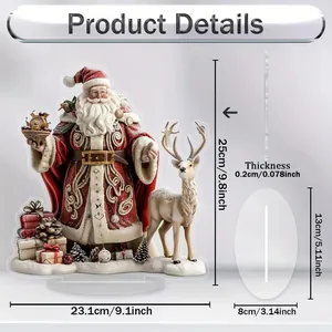 Detailed dimensions of acrylic Christmas Santa and reindeer garden decoration 25x23.1cm
