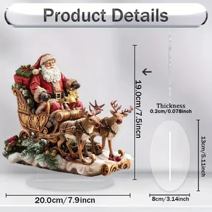 Detailed size chart for Santa Claus sleigh acrylic outdoor garden ornament and stand