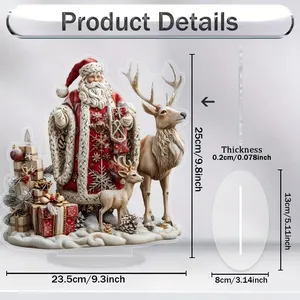 Decorative Santa Claus and reindeer acrylic Christmas ornament for garden and indoor use