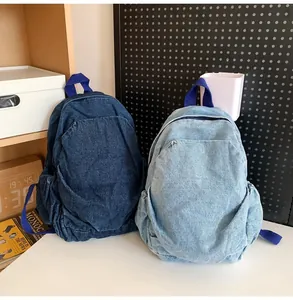 Mini mochilas de mezclilla lavada vintage en azul oscuro y claro