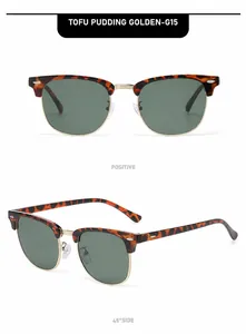Detailansicht der Browline-Sonnenbrille mit Schildpatt-Muster und grünen G15-Gläsern