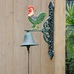 Timbre de puerta de gallo de hierro fundido vintage para decoración de jardín