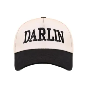 Retro DARLIN embroidered color-block trucker baseball cap for outdoor sunshade protection