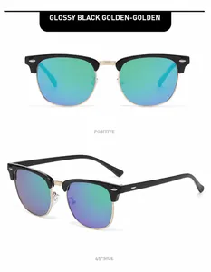 Detail der 3016 Sonnenbrille: glänzend schwarzer Rahmen mit verspiegelten Gläsern
