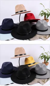 Kollektion klassischer Filzhüte in verschiedenen Farben mit eleganten Lederbändern