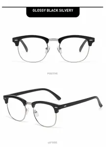 Detaillierte Vorder- und Seitenansicht der glänzend schwarz-silbernen Blaulichtfilter-Brille
