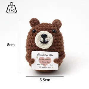 Colgante de Muñeca de Hilo de Lana de Ganchillo Hecho a Mano Linda Muñeca de Punto de Animal de Dibujos Animados Tarjeta de Apoyo Positivo Adorno de Escritorio