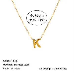 Macro view of the 18K gold plated stainless steel necklace with letter K pendant