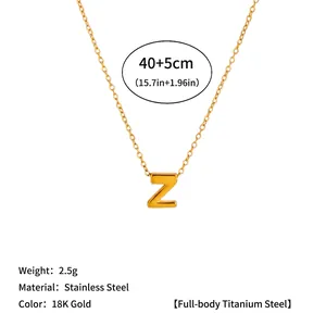 Detailed view of 18k gold plated stainless steel necklace with Z letter pendant