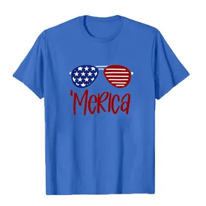 Blaues Independence Day T-Shirt mit 'Merica Sonnenbrillen-Print für Damen und Herren