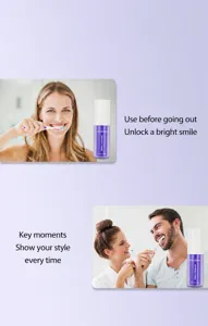 Real usage scenarios showing people brushing teeth with V34 teeth whitening serum