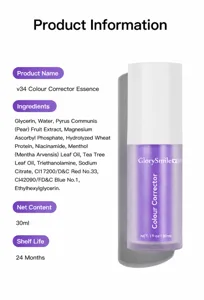 Detail view showing ingredients and 30ml specs of V34 colour corrector