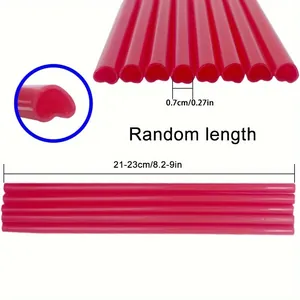 Dimensions détaillées des pailles roses en forme de cœur en PP avec largeur et longueur