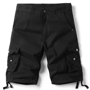 Klassische schwarze Cargo-Shorts für Herren mit praktischen Taschen und Kordelzug