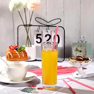 Pailles créatives en PP rose en forme de cœur pour fêtes et boissons, emballage individuel