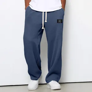 Lockere Herren-Waffelstrick-Jogginghose mit Kordelzug und geradem Beinverlauf