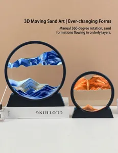 Artistic 3D moving sand art decor in blue and orange for desktop stress relief