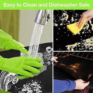 Usage scenes of black non-stick Teflon BBQ mat for easy cleaning and oven protection.