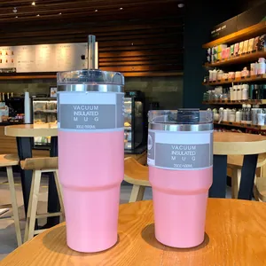 Rosa Edelstahl-Vakuum-Isolierbecher-Set in den Größen 30oz und 20oz