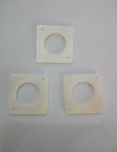 Set of three 25mm square natural white shell pieces with center hole for DIY earrings