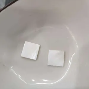 Two square white mother of pearl shell tiles for DIY jewelry making accessories