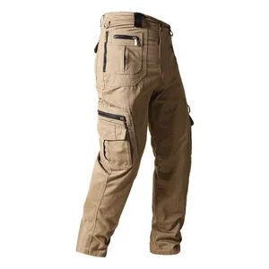 Men's Cotton Multi-Pocket Cargo Bottom Trousers Loose Straight Urban Casual Washed Outdoor Work Pants Daily Wear Clothing