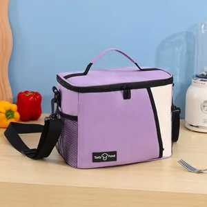 Geïsoleerde Lunchtas Voor Dames Heren Oxford Stof Waterdicht Thermische Bento Tas Draagbare Koeltas Met Schouderriem Voor Kantoor School Picknick