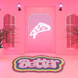 Moderne künstlerische Better Text Fußmatte in einer trendigen rosa Inneneinrichtung