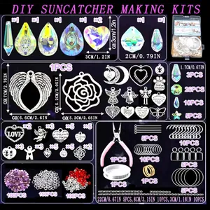 Πλήρες σετ DIY suncatcher με κρύσταλλα, μεταλλικά διακοσμητικά στοιχεία και εργαλεία