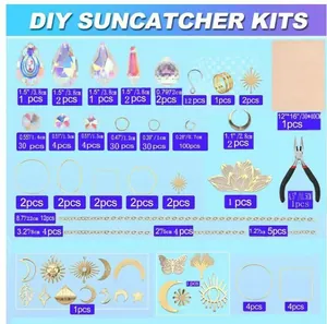Πλήρης λεπτομερής προβολή του κιτ DIY suncatcher 200 τεμαχίων με διάφορους κρυστάλλους