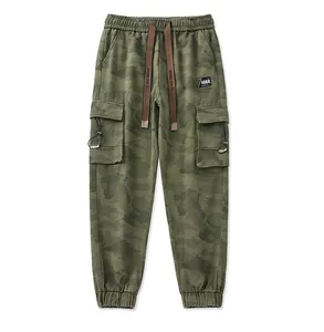 Pantalon cargo camouflage pour homme avec poches latérales et écusson ADER