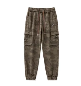 Pantalon cargo camouflage homme avec poches latérales et cordon de serrage à la taille