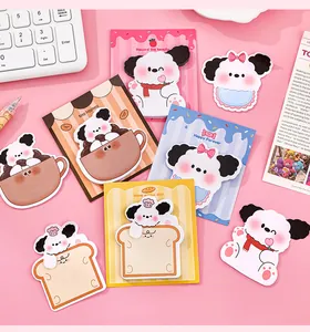 Variety of cute cartoon dog shaped sticky notes in pastel colors for school and office