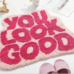 Faux Kaschmir Badematte Absorbierend Rutschfest Bodenmatte Kreativ Buchstaben Bedruckt Get Naked You Look Good Dekorativ Teppich