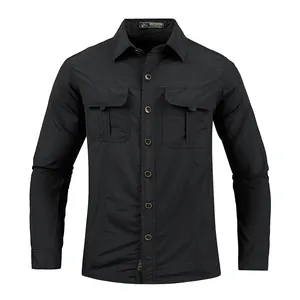 Chemise tactique noire légère pour hommes en plein air, veste de pêche respirante mince