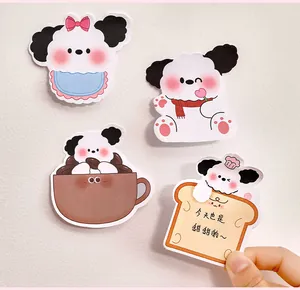 Detail of cute cartoon dog die-cut sticky notes with sweet message on toast design