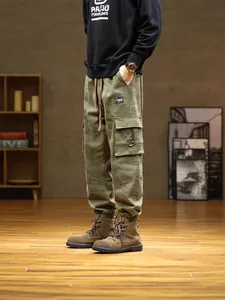 Pantalon cargo camouflage pour hommes avec plusieurs poches style urbain vert terreux
