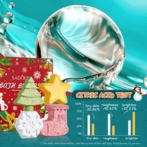 Festive Christmas bath bomb gift set featuring tree and star shapes for deep skin cleansing