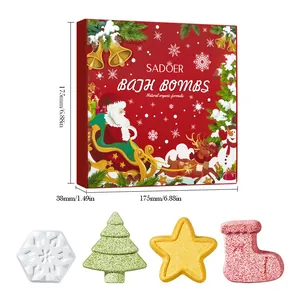 Festive Christmas bath bomb gift set with snowflake tree star and stocking shaped salts
