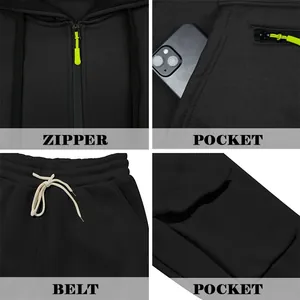 Dettagli del completo cargo pesante da uomo con zip, tasche e cintura a coulisse