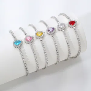 Lussuoso Bracciale Tennis in Rame con Zirconia Taglio a Pera Donna Luccicante Halo Goccia Cristallo Bracciale Gioielli Regalo