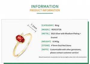 Spécifications détaillées de la bague en argent S925 et grenat avec motif flèche de Cupidon