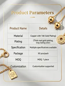 Tableau détaillé des spécifications du cuivre plaqué or 14K pour bijoux