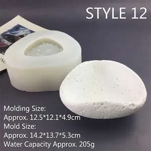 Detailed view of silicone mold for rock-shaped candle cups and plaster containers