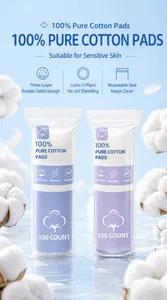 Detail of 100% pure cotton round pads with lint-free three-layer design