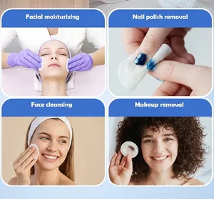 Detail showing round cotton pads used for skincare, makeup removal, and nail care.