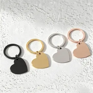 Portachiavi a Forma di Cuore in Acciaio Inossidabile Minimalista Lucidato a Specchio Vuoto in Metallo per Donna Uomo Gioielli Regalo