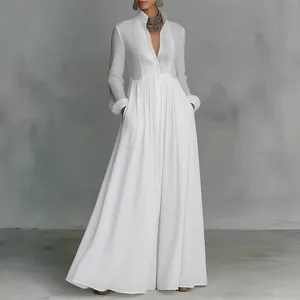Robe Midi Évasée Unie Femme Élégante Épaules Dénudées Style Français Taille Haute Sans Manches Robe de Soirée