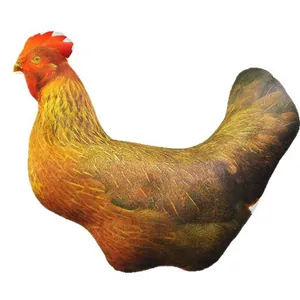 Cojín de peluche de gallina marrón realista para decoración de sofá de casa y juguete.