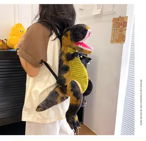 Grande zaino di peluche T-Rex per bambini con texture mimetica e spallacci regolabili